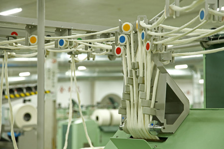 Cotton group in spinning production line factoryの写真素材