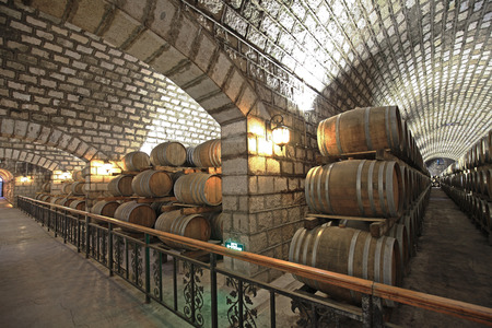 Wine Cellar with Wooden Barrels