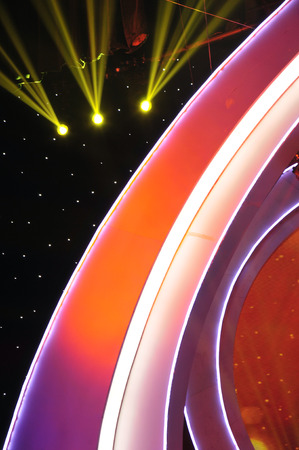 Stage lighting effect in the dark, close-up pictures