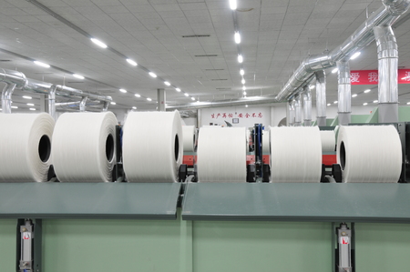 Cotton group in spinning production line factoryのeditorial素材