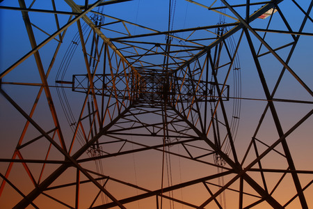 Wire electrical energy at sunset