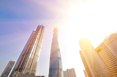 Office building as the background, the landmark of Shanghai in Chinaのeditorial素材