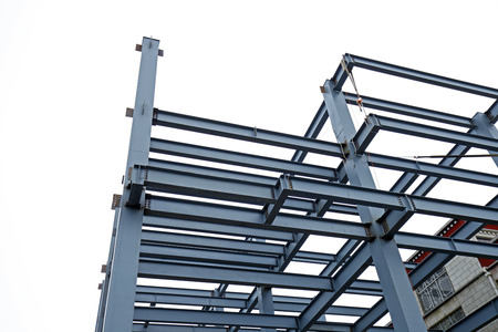 In the construction site, steel structure is under construction