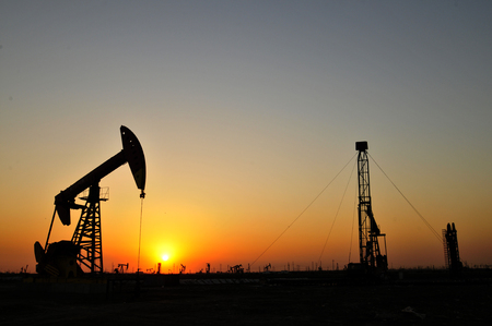 Oil drilling rig, tanghai county of hebei province oil fields in Chinaの写真素材