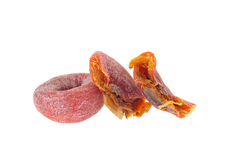 Dried persimmon on a white backgroundの写真素材