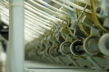 Cotton group in spinning production line factoryの写真素材