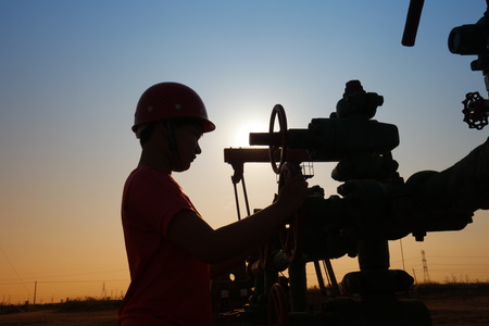 Oil drilling exploration, the oil workers are working