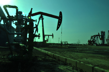 Oil drilling rig, tanghai county of hebei province oil fields in Chinaの写真素材