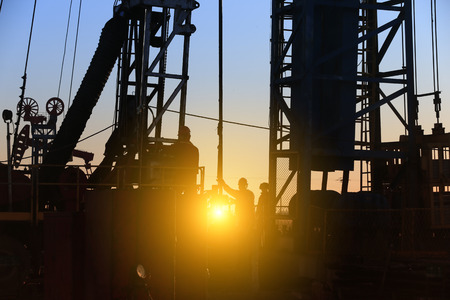 Oil drilling exploration, the oil workers are workingの写真素材