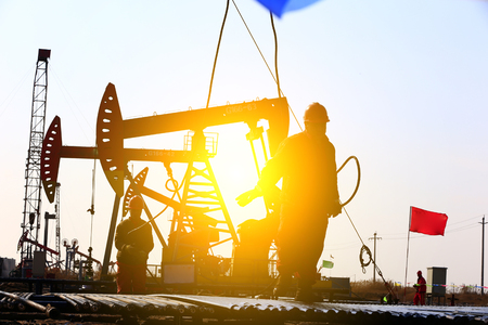 The oil workers at workのeditorial素材