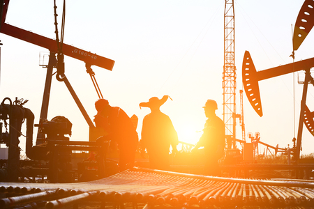 The oil workers at workのeditorial素材