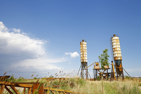 Concrete mixing silo, site construction facilities.のeditorial素材