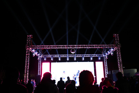 Stage lighting effect in the dark, fuzzy figureのeditorial素材