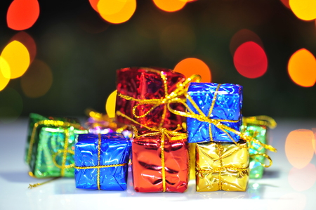 Christmas gifts and abstract background light