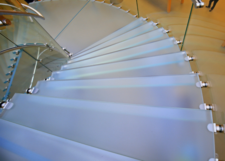 Modern Glass Staircase Silhouette of walking People in shanghai china.の写真素材