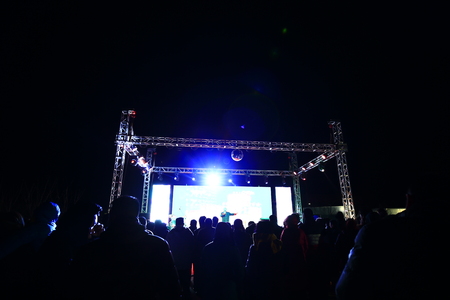 Stage lighting effect in the dark, fuzzy figureのeditorial素材