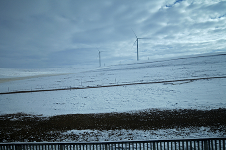 Snow mountain landscape of the grasslands