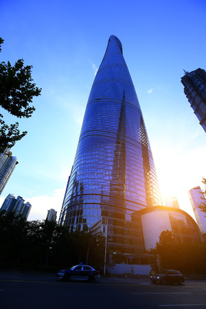 Office building as the background, the landmark of Shanghai in Chinaのeditorial素材