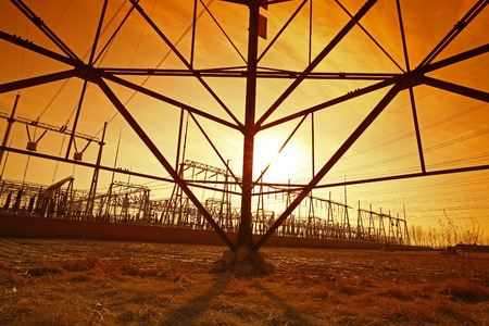 Wire electrical energy at sunset