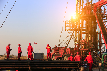 the oil workers are workingの写真素材