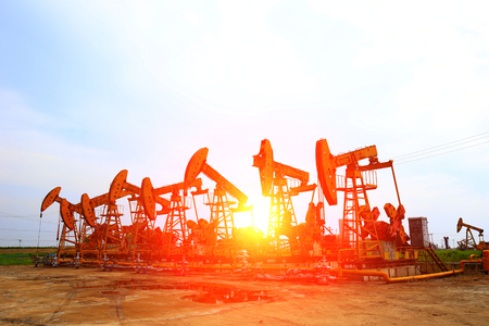 The oil pump in an oil fieldのeditorial素材