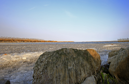 The winter scenery at seasideの写真素材