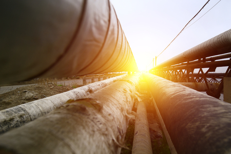 Oil pipelines and valves, industrial equipmentの写真素材