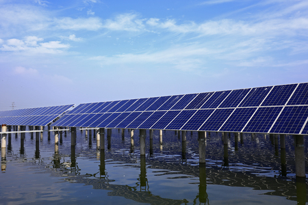 Solar panels on the water