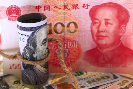 USD vs RMB banknoteの写真素材