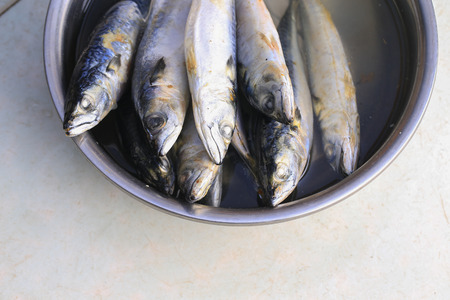 fishes prepare for cookingの写真素材