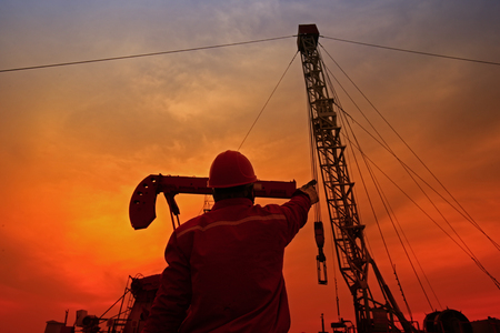 the oil workers are workingの写真素材