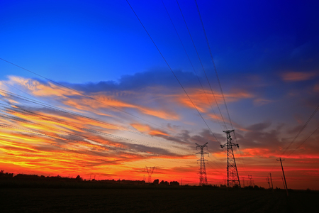 Pylon, high-voltage towerの写真素材