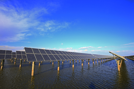 Solar panels on the water