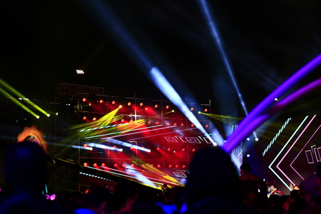 Stage lighting effect in the dark, close-up pictures