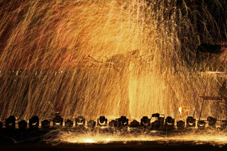 Sparks of molten steel melting,の写真素材