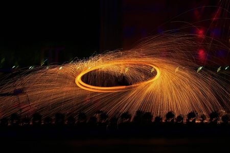 Fire sparks and molten metal splashesの写真素材