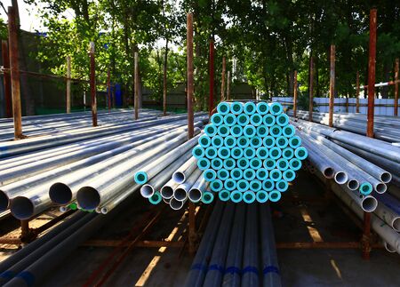 Stacked in the steel tubeの写真素材