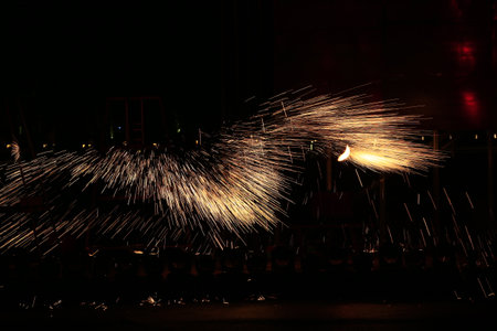 Sparks of molten steel melting,