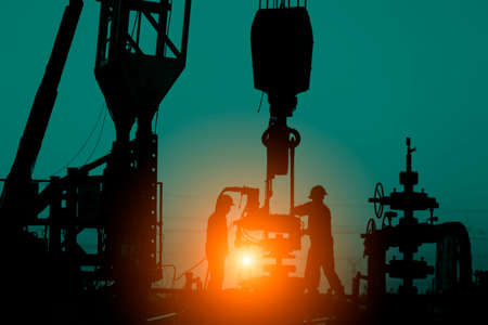 the oil workers are workingの写真素材