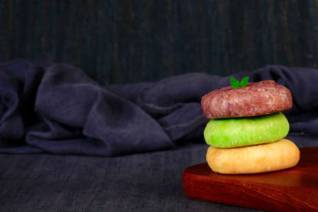 Fresh cakes of bread on the background, baking food