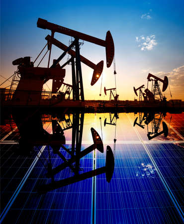 Oil pump with solar panelsのeditorial素材