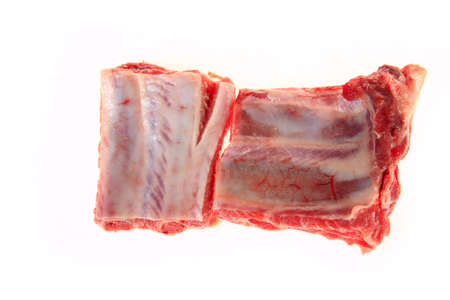 Fresh pork chop on a white background, close-up shotの写真素材