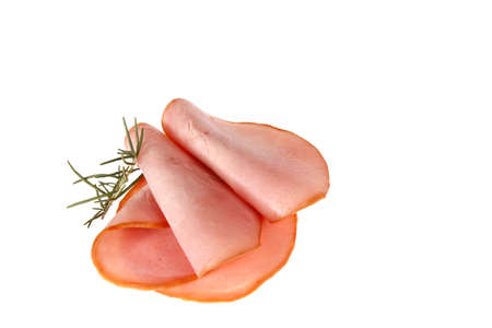 Pork ham slices of isolated on a white background, featuresの写真素材