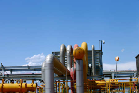 Oil pipes and valves exteriorのeditorial素材