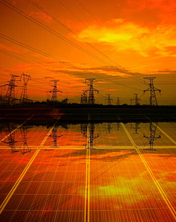 Solar panels and pylon, green environmental protection