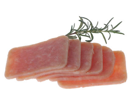Pork ham slices of isolated on a white background, featuresの写真素材