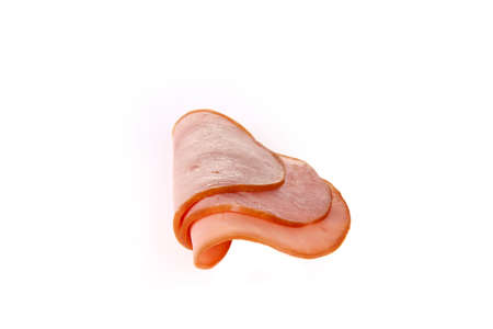 Pork ham slices of isolated on a white background, features