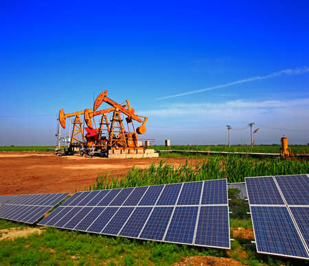 Oil pump with solar panels, industrial equipment