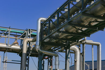 The pipeline on the industrial equipmentの写真素材