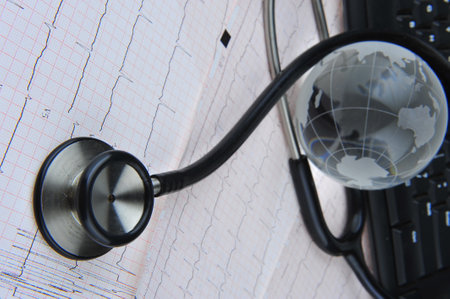 The stethoscope on the electrical diagramの写真素材